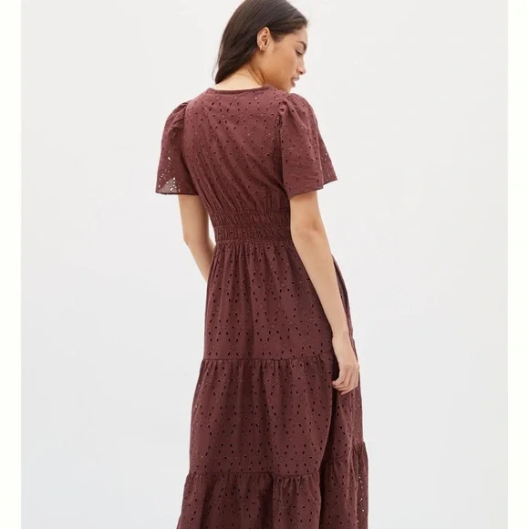Anthropologie The Somerset Maxi Dress Eyelet Edition Tiered Smocked Waist - Picture 4 of 8